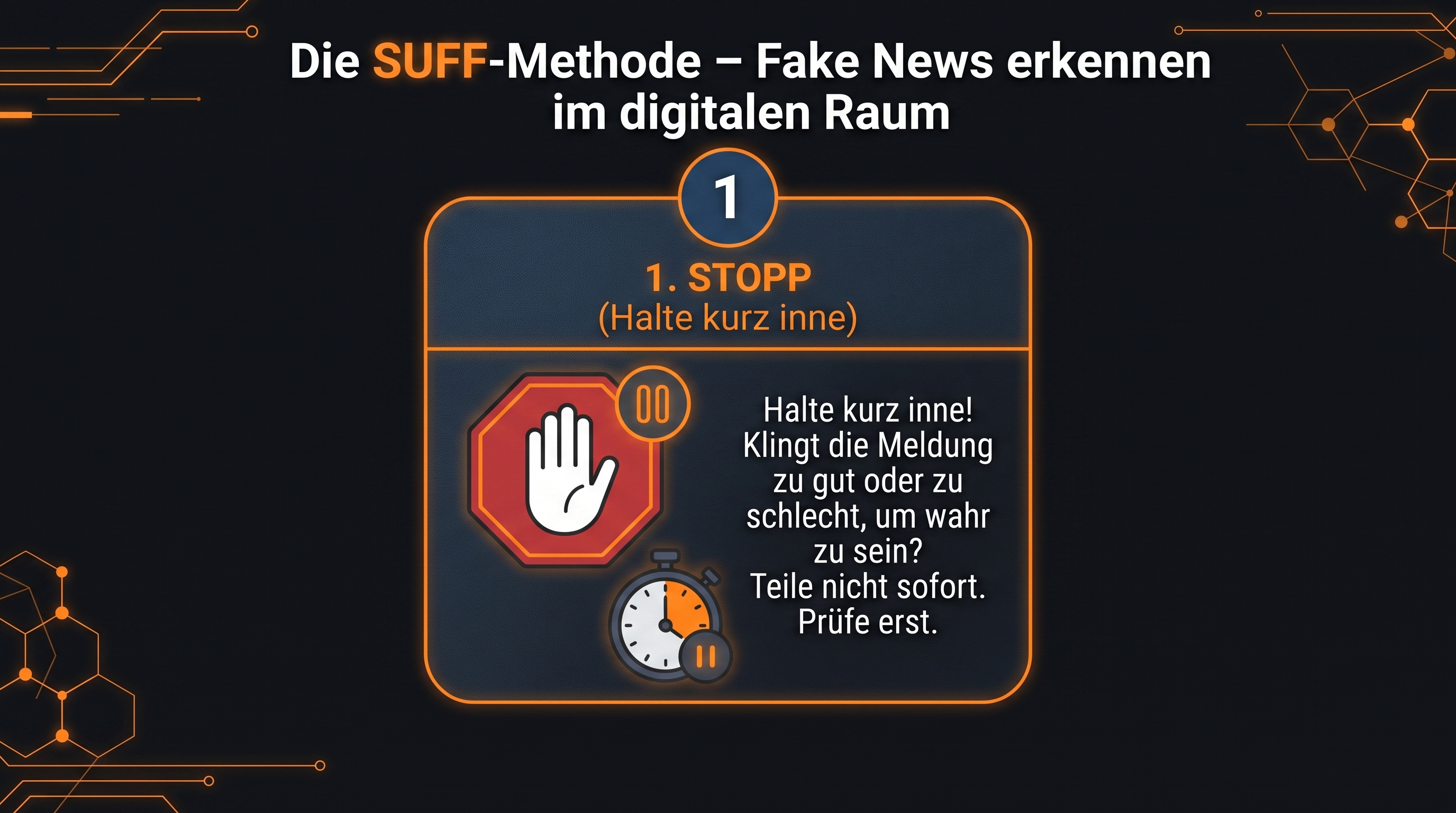 Schritt S: Stopp - Reflexe kontrollieren